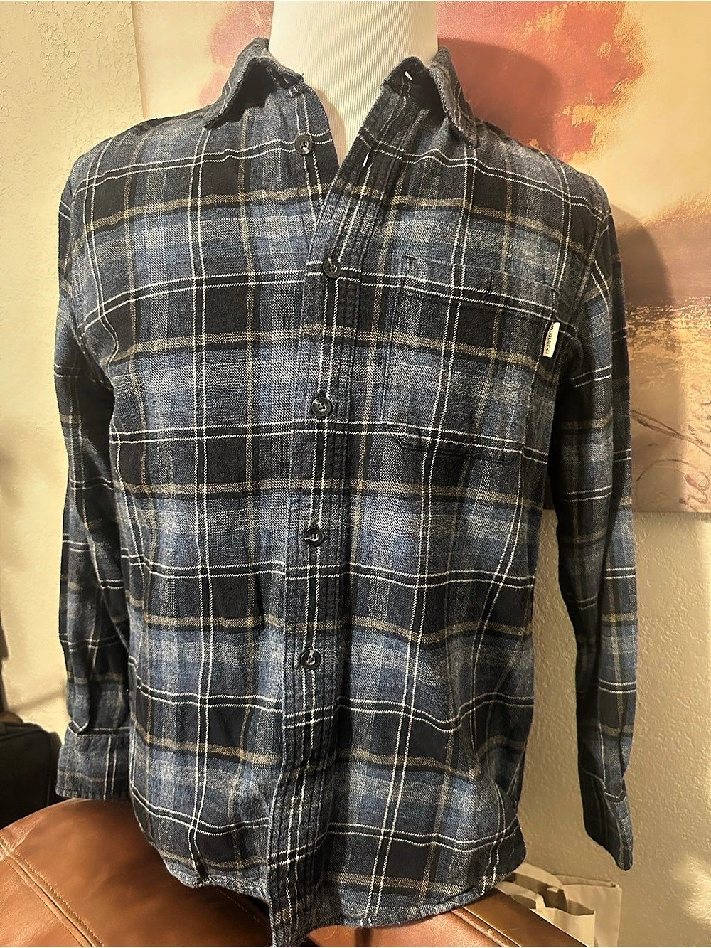 Woolrich | Men's Plaid Cotton Flannel Button Down Shirt | Medium